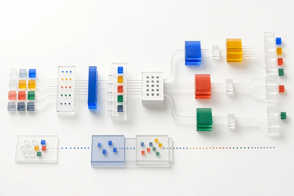 Abstract method grid with ordered data blocks in the LaborBrief palette